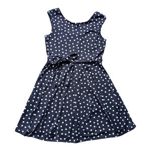 Soho Apparel Ltd. Navy Blue Polka  Dot Dress Pleats PM